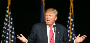 EXETER, NH - FEBRUARY 04: Republican presidential candidate Donald Trump speaks during a campaign rally at the Exeter Town Hall on February 4, 2016 in Exeter, New Hampshire. Democratic and Republican Presidential candidates are stumping for votes throughout New Hampshire leading up to the Presidential Primary on February 9th. (Photo by Joe Raedle/Getty Images)